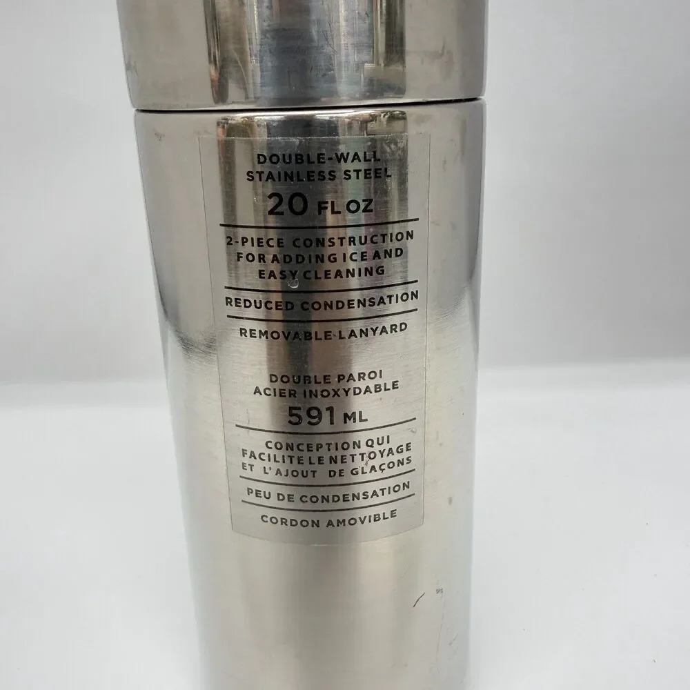 Starbucks Silver Water Bottle Carabiner Hook 20oz 3 Piece Steel Tumbler NEW